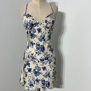 Lovely Day Cream and Blue Floral Mini Dress NWOT